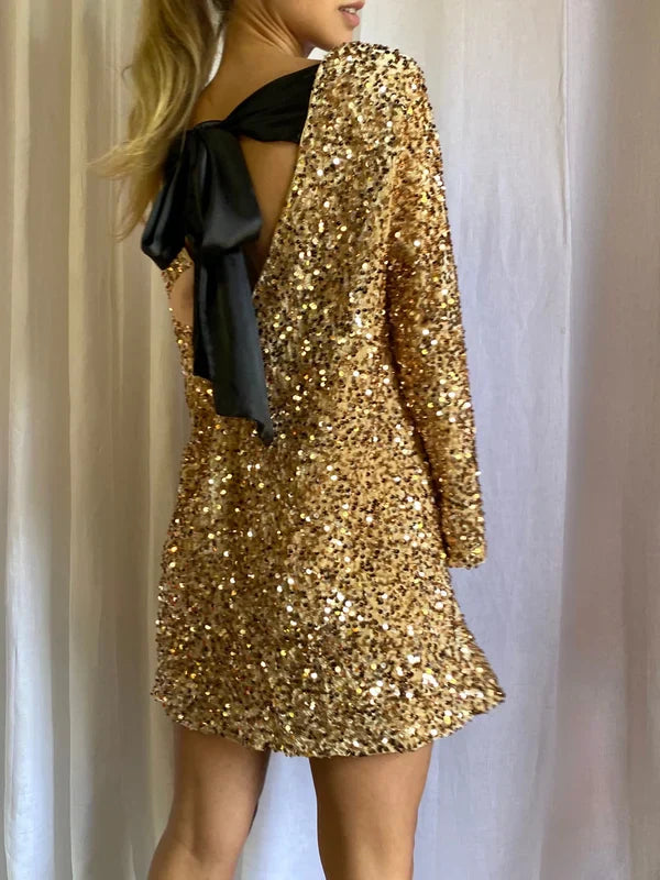 Christmas Sale đđ-49% OFF-XMAS Sequined Tie Back Midi Dress
