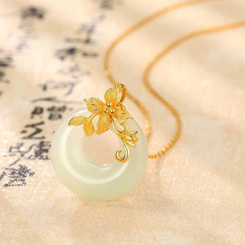 Buddha Stones Tibetan White Jade Calm Necklace