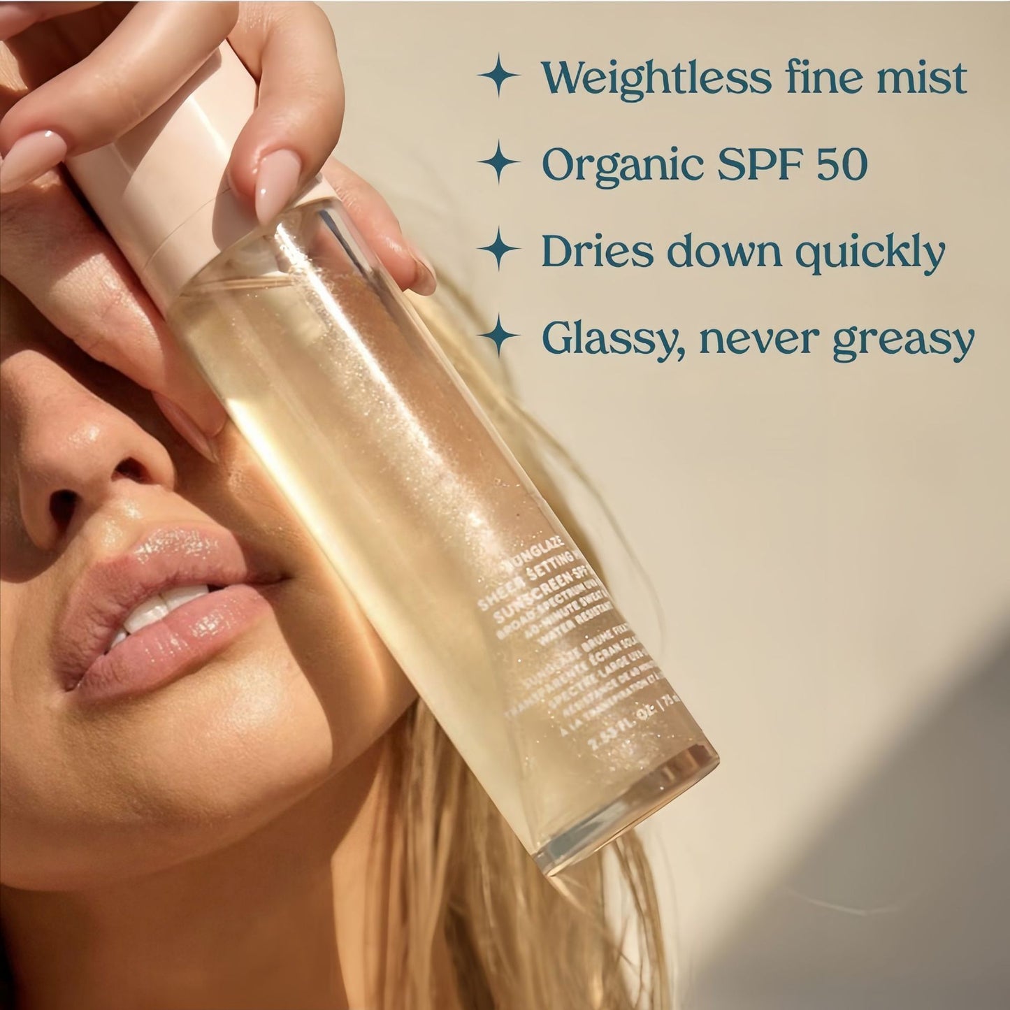 🏆️Sunglaze Setting Mist – Sheer SPF 50 ☀️💦