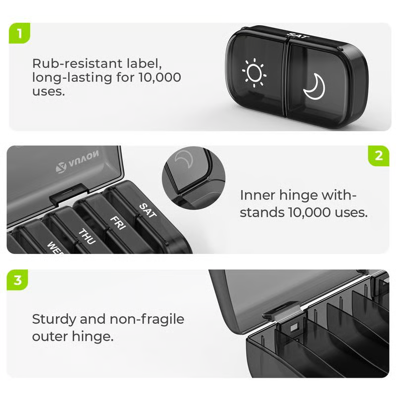 Portable Travel Pill Organizer,7-Day Pill Box