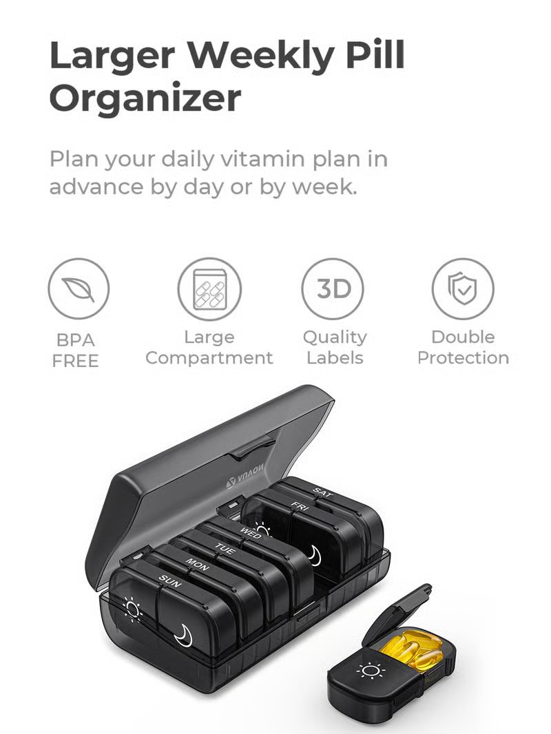 Portable Travel Pill Organizer,7-Day Pill Box