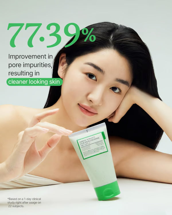 Green Tomato Clay Mask Cleanser, Pore Purifying with 49% Green Tomato Extract, Sebum & Clogged Pore Care, Exfoliation, Fragrance-Free, Vegan & Dermatologically Tested