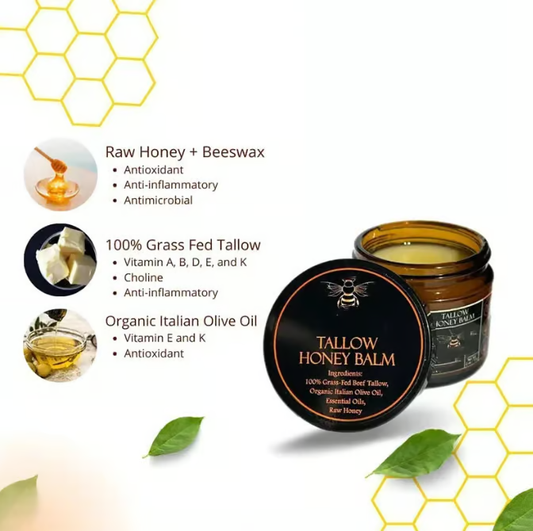 ⏳Organic Grass-Fed Beef Tallow Balm with Raw Honey