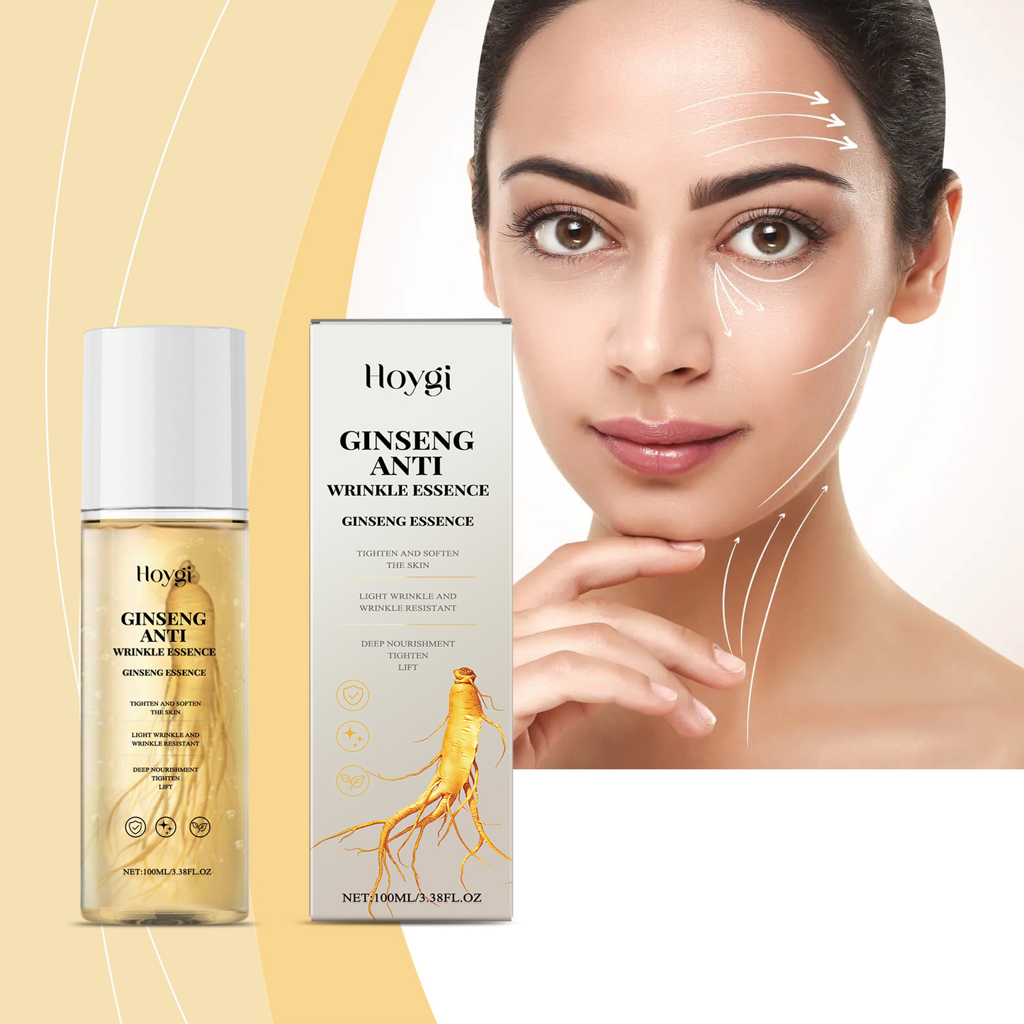 [Hoygi]Natural Ginseng Anti-Aging Hydrating Essence Water – 100% Wild Ginseng from Himalayas, Deep Moisture & Wrinkle Care for All Skin Types Firming Skincare Serums Moisturizer Gentle
