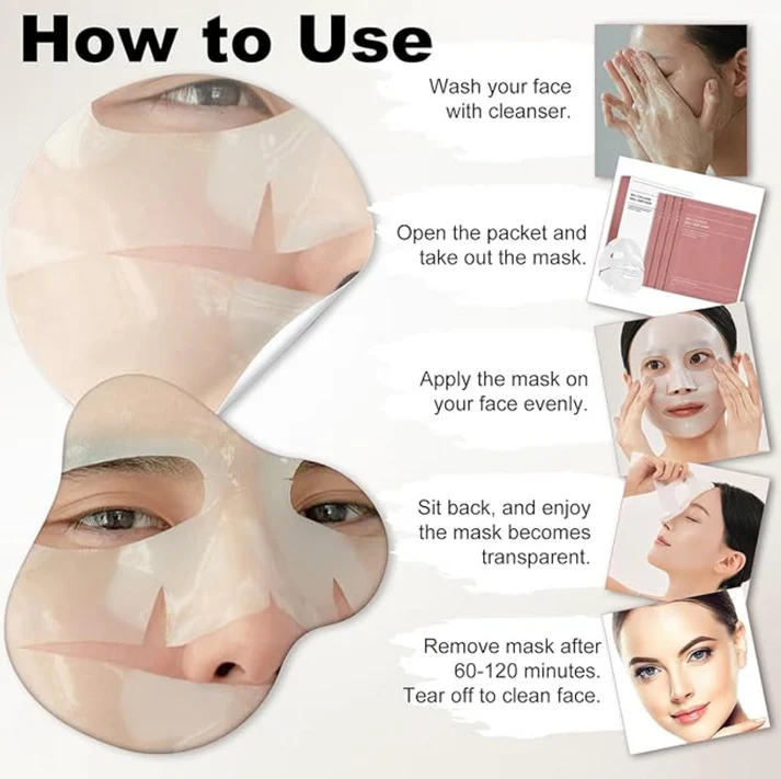 🔥Pack of Collagen Facial Mask – Compressed Anti-Aging, Hydrating & Firming Sheet Mask (Travel Size)