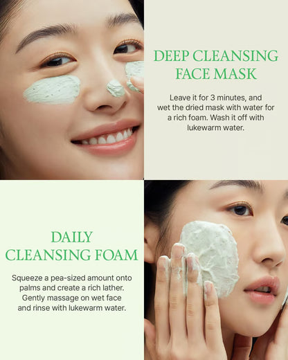 Green Tomato Clay Mask Cleanser, Pore Purifying with 49% Green Tomato Extract, Sebum & Clogged Pore Care, Exfoliation, Fragrance-Free, Vegan & Dermatologically Tested