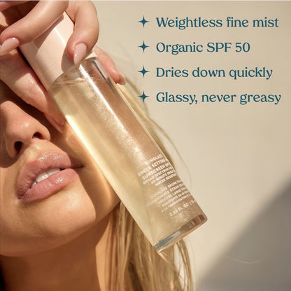 🏆️Sunglaze Setting Mist – Sheer SPF 50 ☀️💦