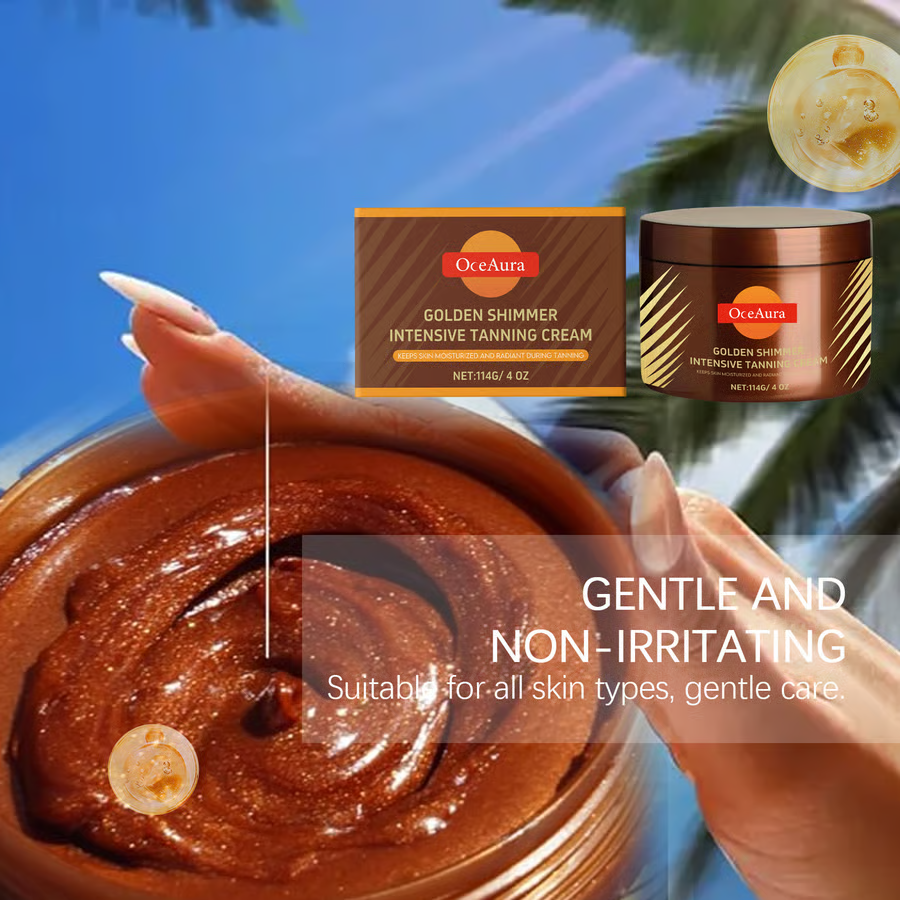 🔥2025 Summer Hot Sale- Gold Shimmer Intensive Tanning Gel | Browning & Bronzing Tan Accelerator | Water-Resistant with Carrot and Coconut Oil | Vitamin A & E For Moisture & Hydration | 5 Fl Oz + Spatula💖