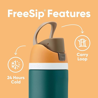 FreeSip Insulated Stainless Steel Water Bottle with Straw for Sports, Travel, and School BPA-Free Sports Water Bottle, 24 oz, Surfs Edge