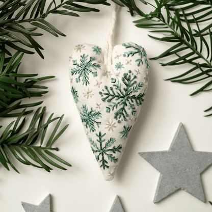💖DIY Heart Shaped Hand Embroidered Christmas Ornament/Ornament Kit