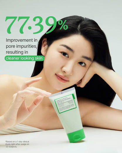 Green Tomato Clay Mask Cleanser, Pore Purifying with 49% Green Tomato Extract, Sebum & Clogged Pore Care, Exfoliation, Fragrance-Free, Vegan & Dermatologically Tested